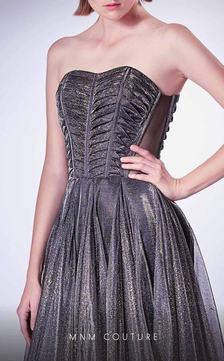 Pleated A-Line Strapless Gown