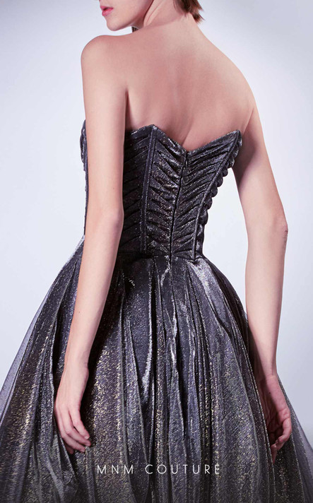 Pleated A-Line Strapless Gown