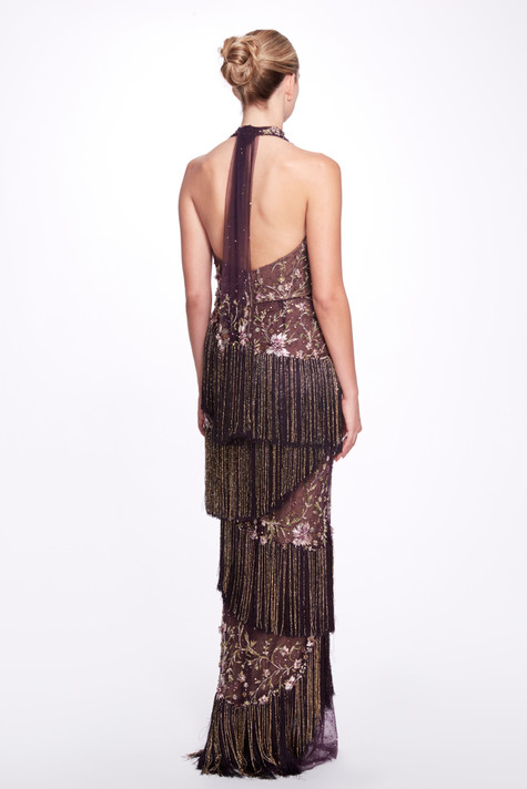 Halter Neck Beaded Gown