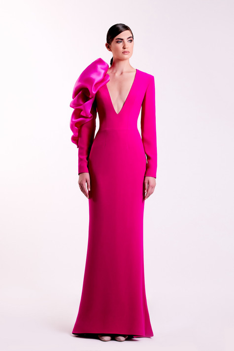 Deep V Neckline Gown