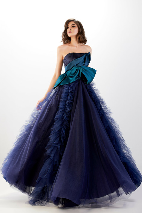 Strapless Navy Gown