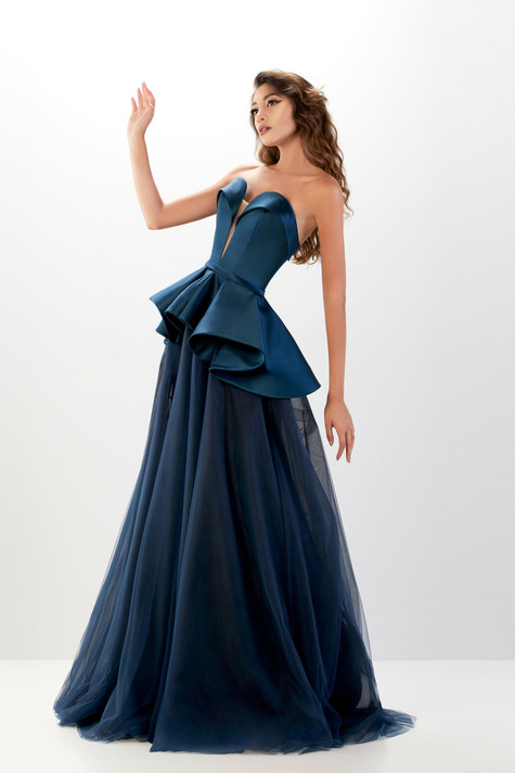 Peplum Strapless Gown