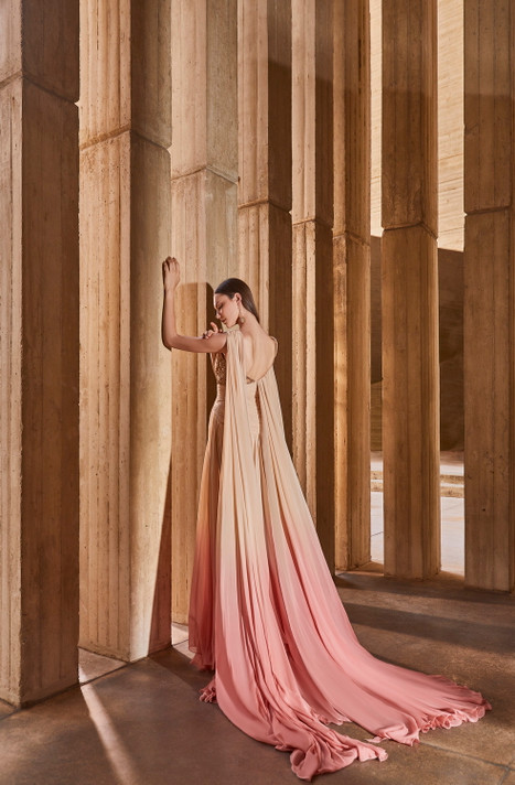 Ombre Asymmetrical Gown