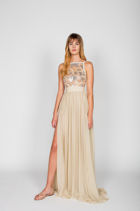 Sleeveless Gown with Slit