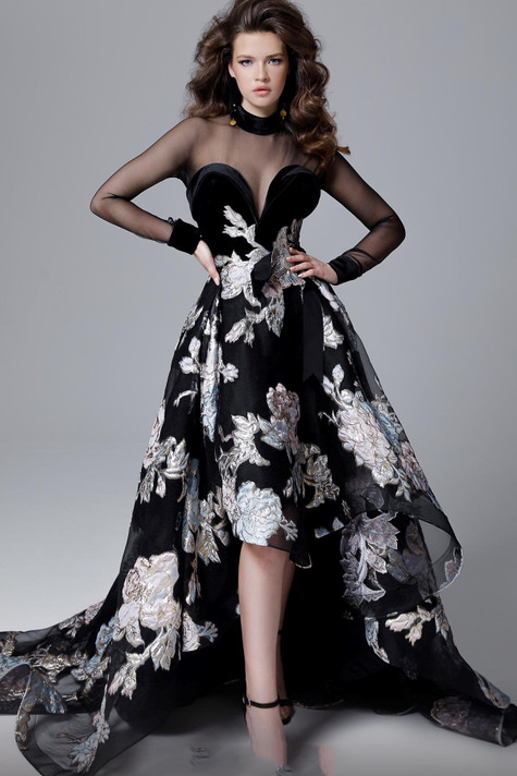 High- Low Floral Gown