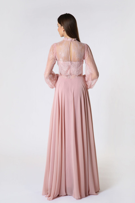 Pink Chiffon-Lace Gown