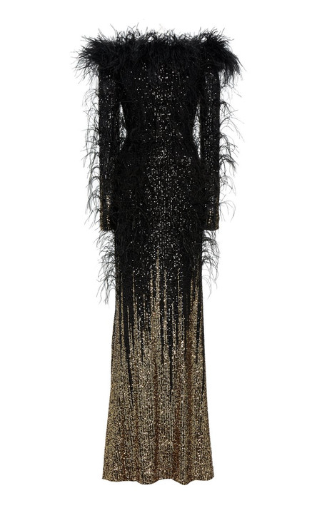 Sequin and Feather Gown