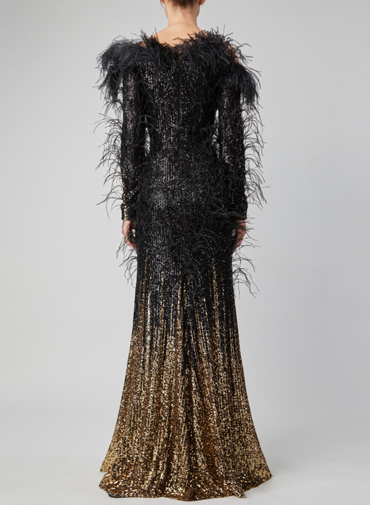 Sequin and Feather Gown