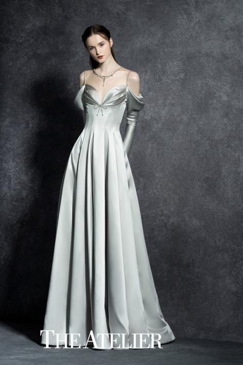 Modern sparkly grey/silver long or cap sleeves ball gown wedding/prom dress  with glitter tulle - various styles