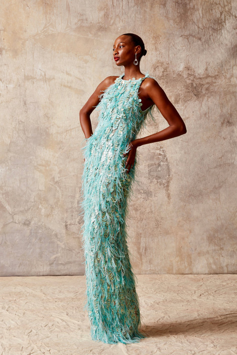 Halter Feather Gown