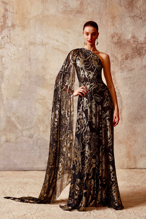 Metallic Print Gown