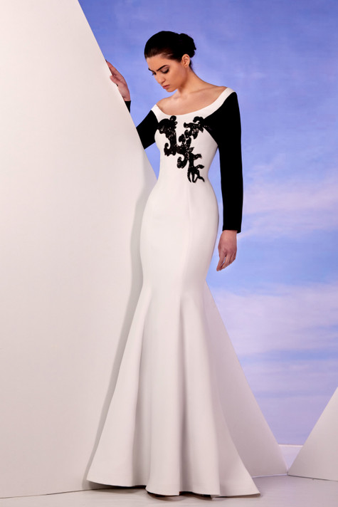 Black and White Crepe Gown