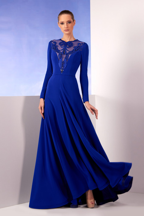 Royal Blue Crepe Gown