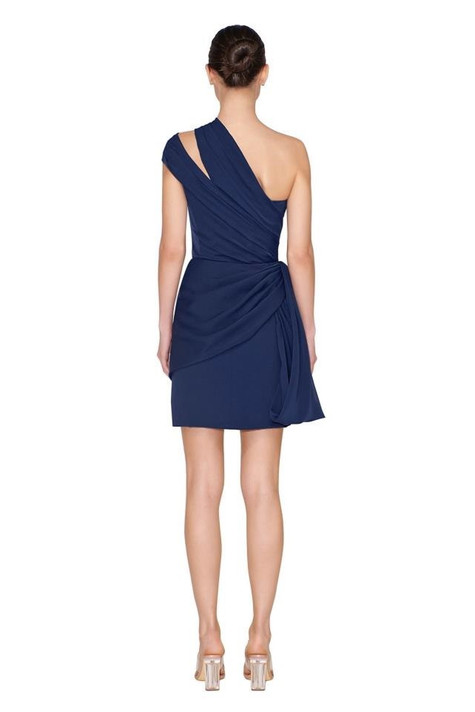 One Shoulder Draped Crepe Dress