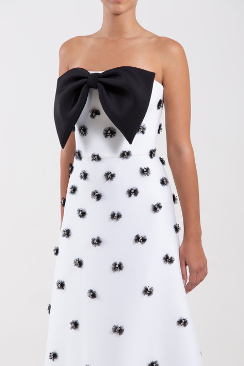 Strapless Scuba Gown with Bows