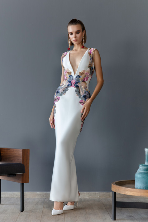 Canton Crepe Fitted Gown