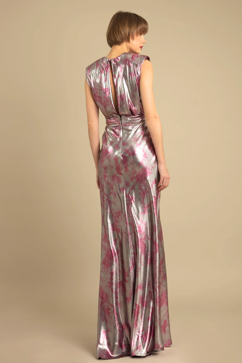 Deep V-Neckline Draped Gown