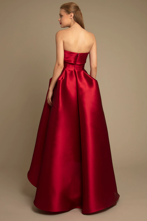 Strapless Cut Pleated Gown