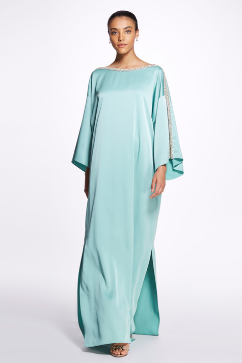 Bateau Satin Back Crepe Caftan