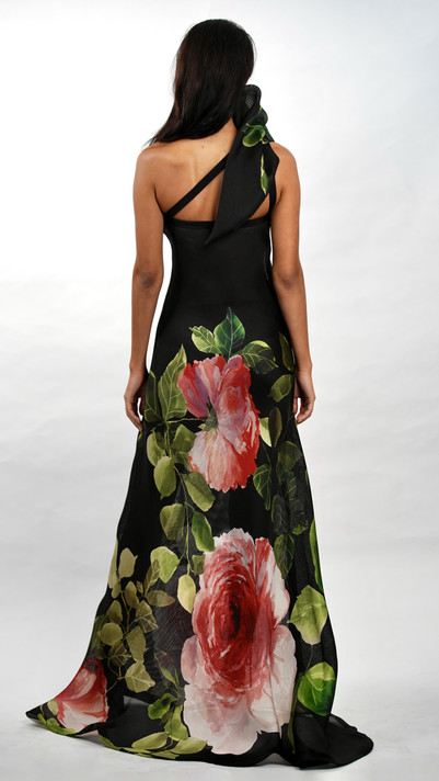 Shoulder Strap Floral Gown