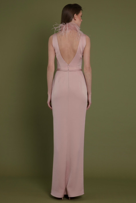 V-Cut Slim Crepe Gown