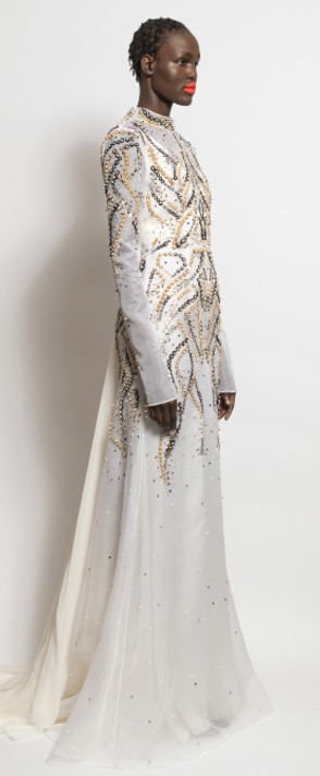 Lornica Ruffled Printed-Silk Organza Gown | Costarellos