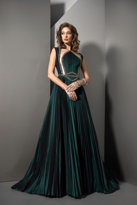 Embellished Cut-Out A-Line Gown