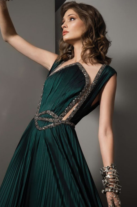 Embellished Cut-Out A-Line Gown