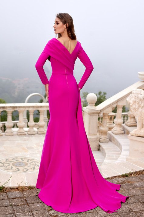 Long Sleeve Crepe  Gown