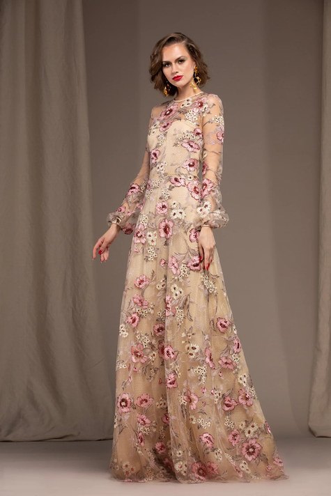 Floral  Embroidered Gown