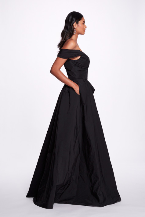 Off-Shoulder A-Line Slit  Gown