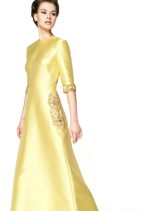 Reem Acra Bell Sleeve Mikado Piqué gown - District 5 Boutique