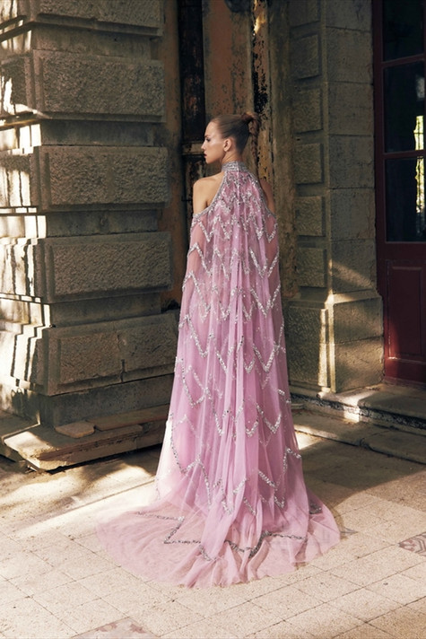 Cherry Blossom Halter Neck Gown