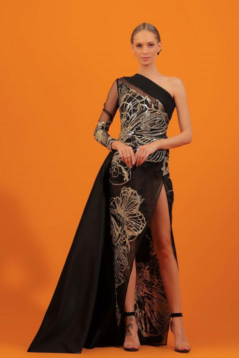 Satin with Lace Gown