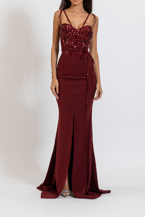 Scuba Crepe and Sequined Gown