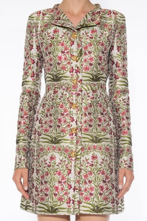 Long Sleeve-Jacquard Mini Dress