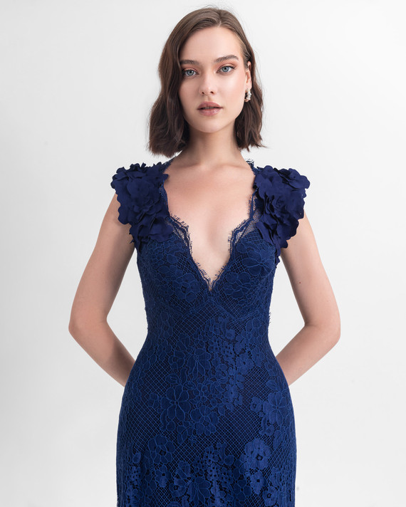 Deep V-Neckline Lace Dress