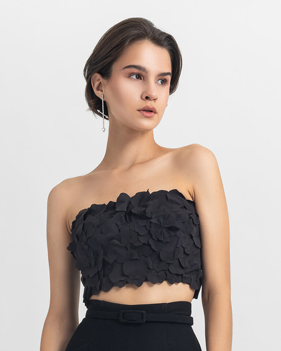 Laser-Cut Top and Crepe Skirt