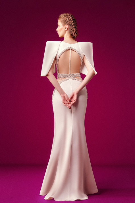 Crepe Gown with Swarovski Crystals