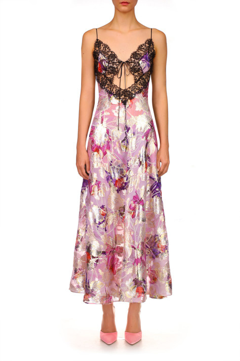 Floral Lurex Bias Dress