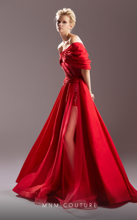 Bare Shoulders Taffeta Gown