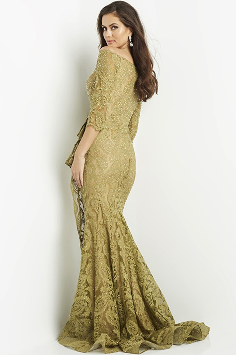 Embellished Lace Evening Gown