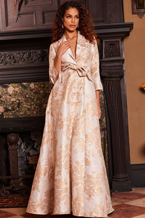 Long Sleeve V-Neck Evening Gown