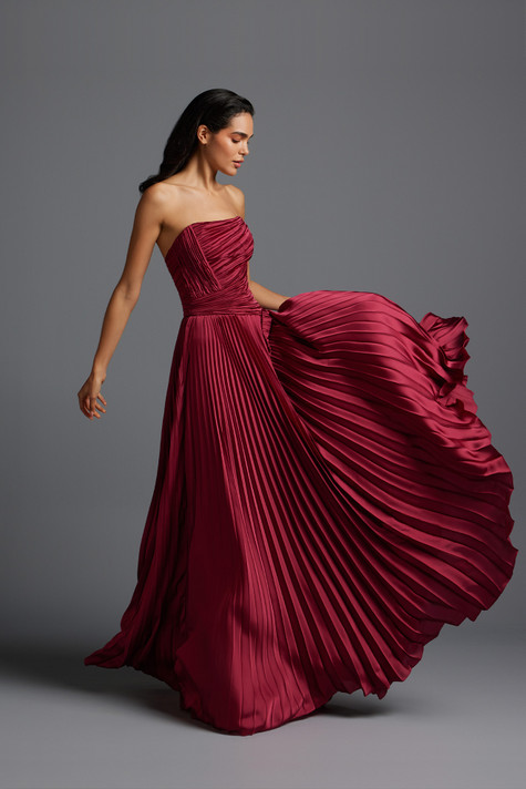 Electric Draped top with Sunray Pleated Skirt