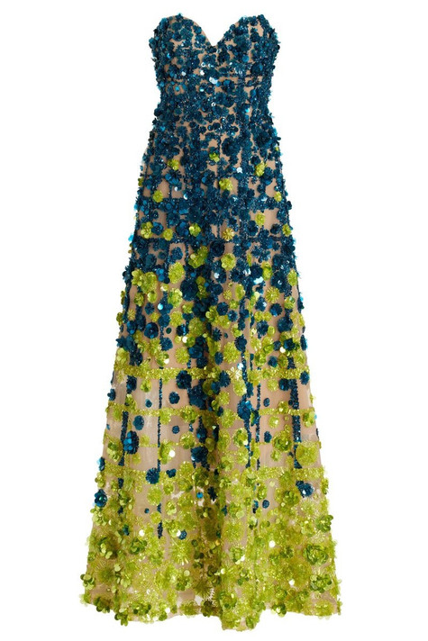 Ombre 3D-Floral Applique Gown