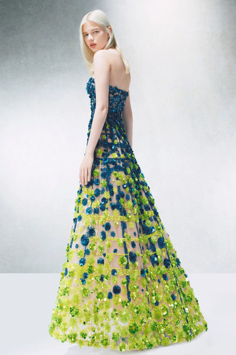 Ombre 3D-Floral Applique Gown