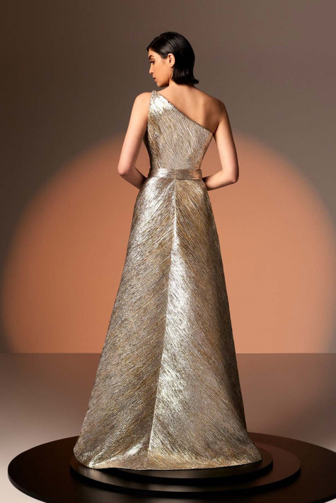 Jacquard One Shoulder Gown