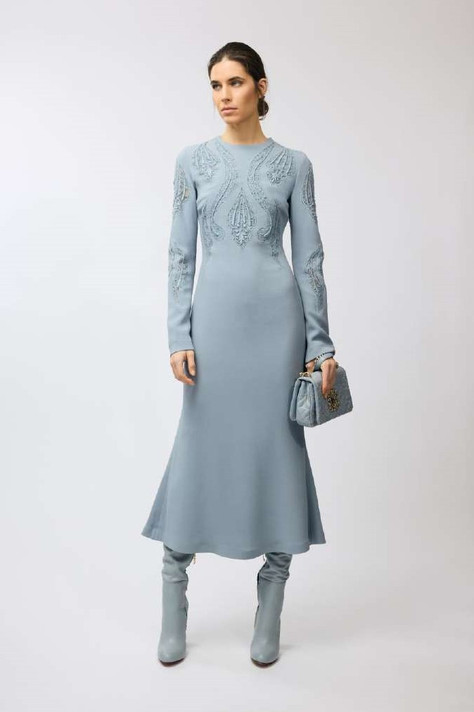 Long Sleeve Crepe Midi Dress