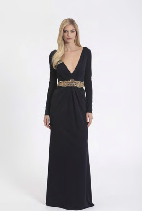 Badgley Mischka Long Sleeve Evening Gown CG-2077