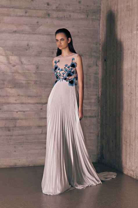 Pleated Jersey Bustier Gown